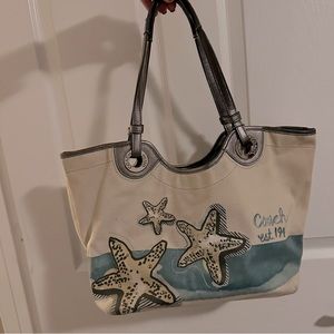 Coach Bag - seashells & ocean blue
